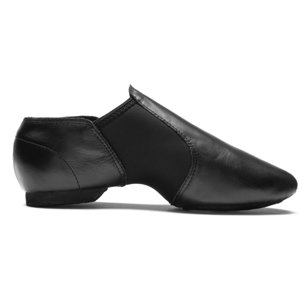 Rumpf Slip-on Jazzschuhe, Leder mit Stretcheinsatz, geteilte Chromledersohle - schwarz 1250